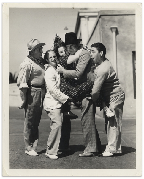 8 x 10 Glossy Photo From the 1930s Featuring Curly, Moe and Larry With Ted Healy -- Very Good Condition